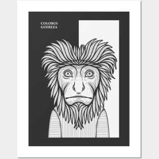 Black and White Colobus Guereza Monkey Posters and Art